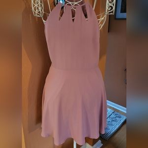Pink key hole for and flare dress